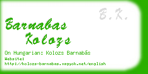 barnabas kolozs business card